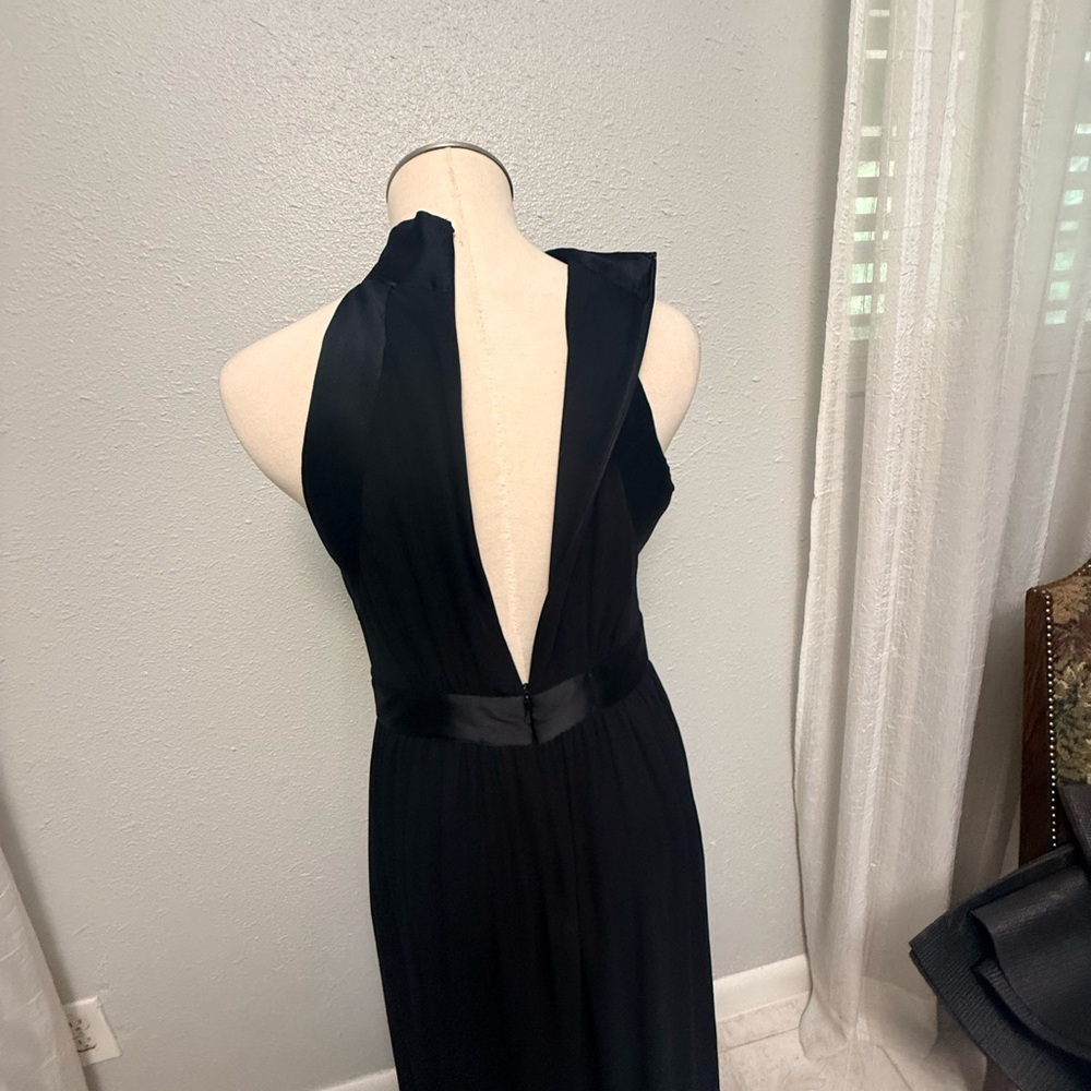 Kate Spade Black 100% Silk Chiffon Halter Gown Dress with Satin Bow - Picture 8 of 12